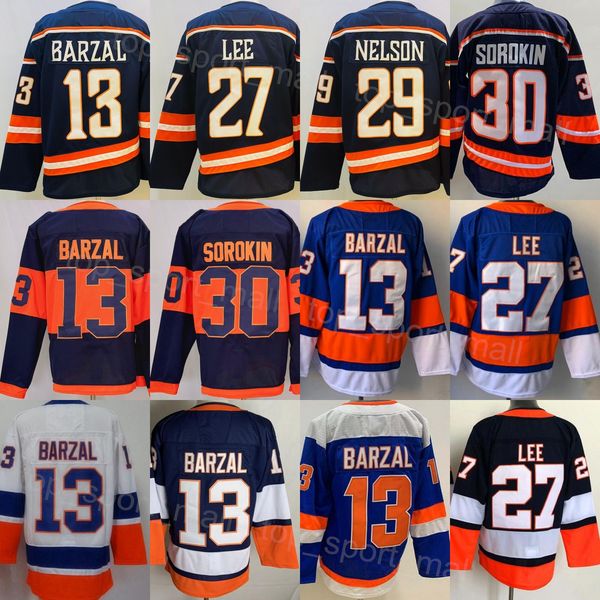 Man&#039;s Ice Hockey 13 Mathew Barzal Jerseys Reverse Retro 22 Mike Bossy 5 Denis Potvin 27 Anders Stadium Series Vintage Navy Blue White E