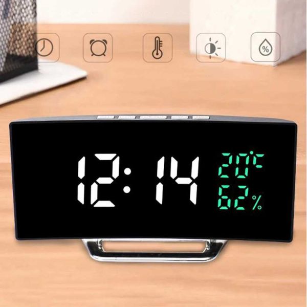 Alarm Clock Led Digital Desk Table Clock With Time Date Temperature Humidity Display 12-24h Home Decor Y240904