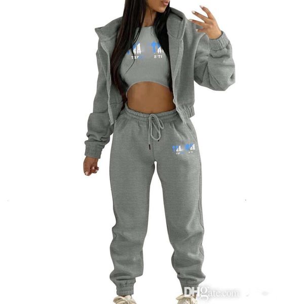 Designer Womens Plush Tracksuits Sportswear Sweatsuits Three Piece Set Letter Print Vest Long Sleeve Hooded Top Hoodie And Pants