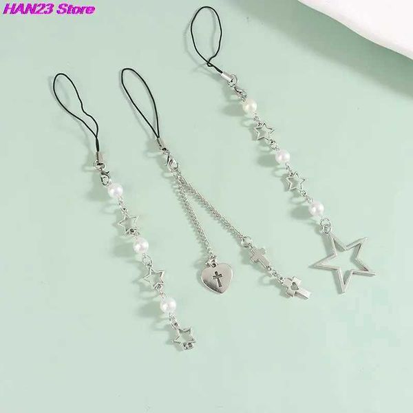 Cell Straps High Quality 1PC Fashion Minimalist Lanyard Cute Star Heart Cross Pendant Strap Phone Charms Accessories J241108