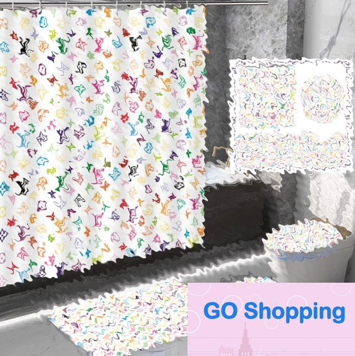 New Fashion Brand HD Digital Printing Mildew-Proof Waterproof Polyester Shower Curtain Factory Direct Supply Curtain
