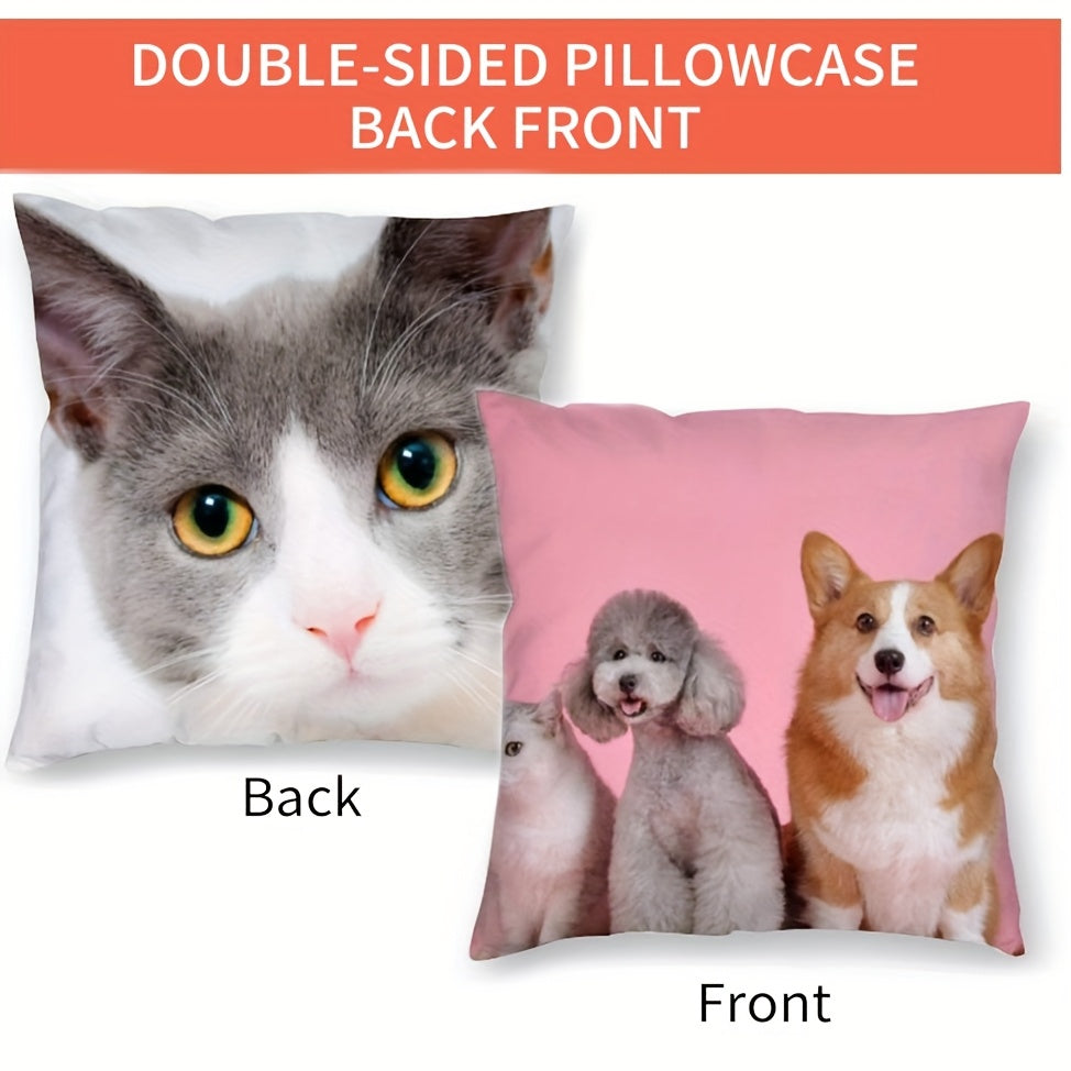 TEMU 1pc Custom Double-sided Personalized Pillowcase - Photo Print, Industrial Style Home Decor, Machine Washable Zipper Closure, Unique Gift For Pet