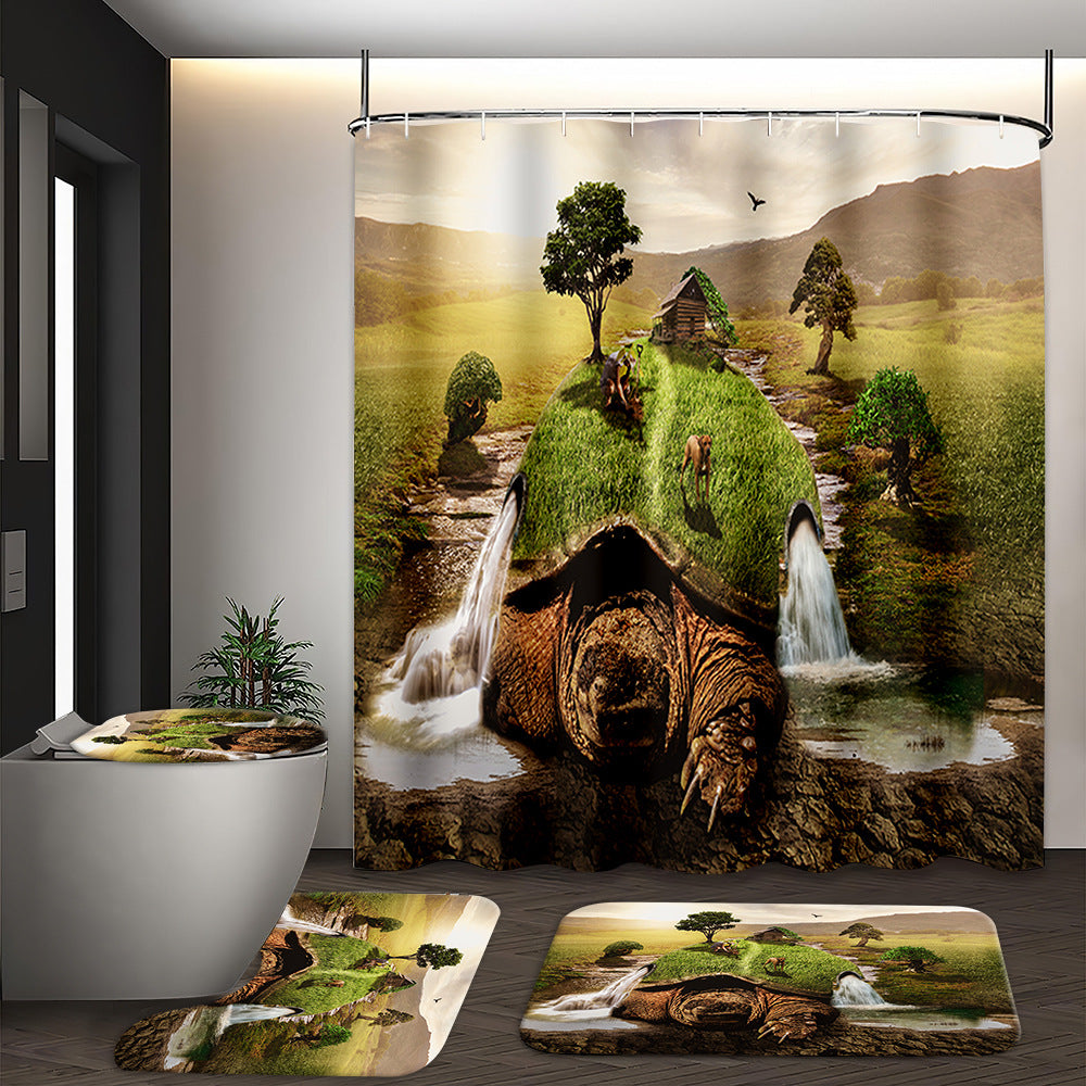 YL-37548 Hot selling digital printed shower curtain animal waterproof, mildew-proof and moisture-proof bathroom dry and wet separation curtain