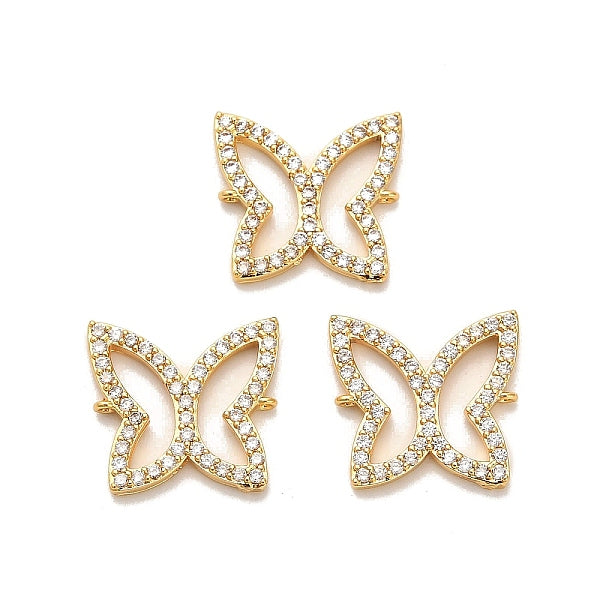 Messing Micro Pave klare Zirkonia Schmetterling Verbinder Charms