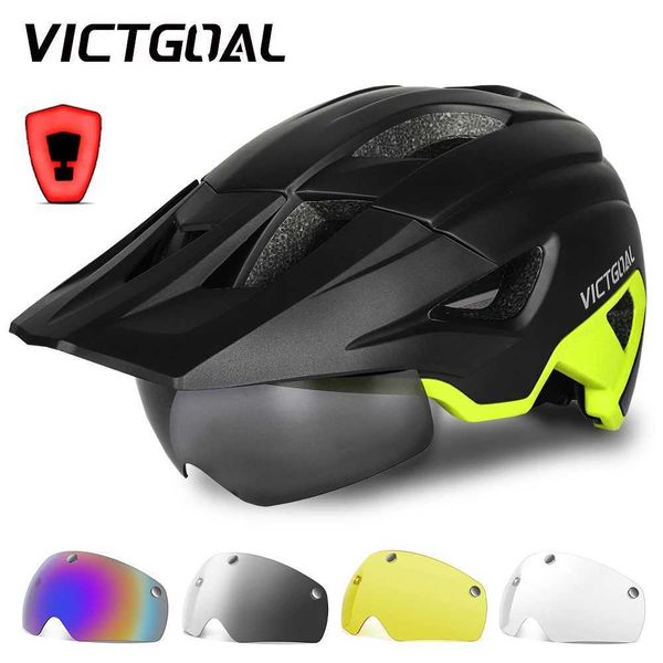 Cycling Helmets VICTGOAL Cycling Helmet LED Lamp Men Bike Helmet Goggles Sun Visor MTB Bicycle Helmet Adults Road Bike z241216