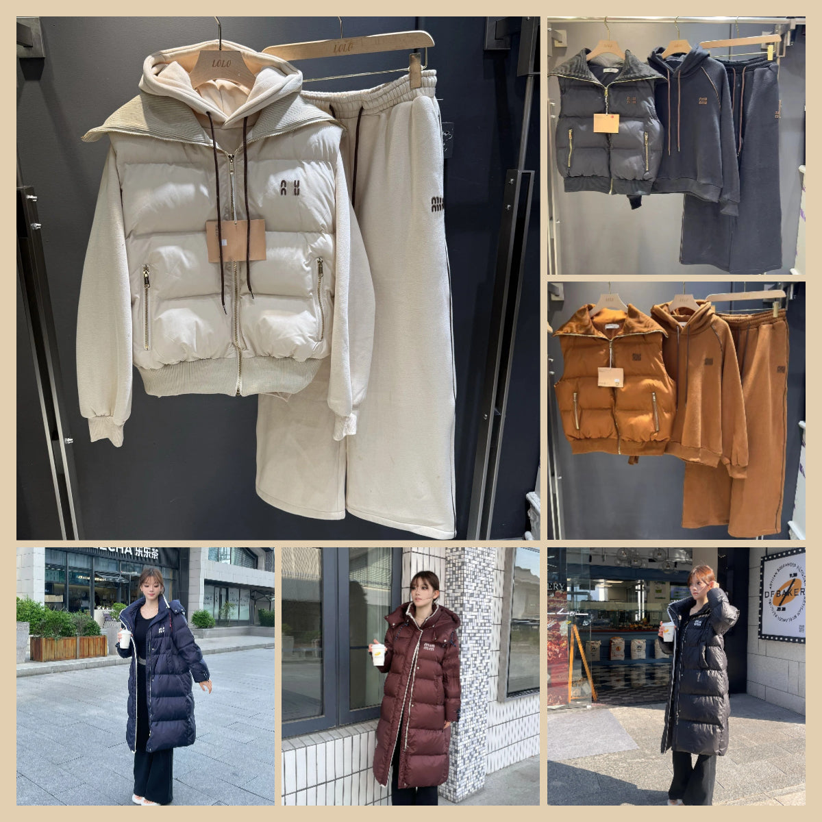 Designer Women&#039;s Cotton Jacket Vest Hoodie Pants 3pcs Luxury Brand Trendy Loose Long Down Coat Letter Embroidery Warm Lightweight Streetwear