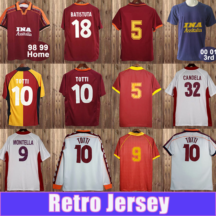 2001 2002 TOTTI NAKATA Mens Retro Soccer Jerseys BATUSTUTA CASSANO ALDAIR STATUTO CONTI GIANNINI Home Away vintage Football Shirts Short Sleeve Unif