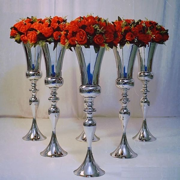 Wholesale silver metal flower stand for wedding table centerpieces decoration And Event Decoration Flower Stand Floral vase 335daotude