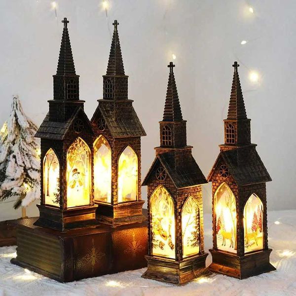 Decoração de Natal Led Electronics Wind Lantern Igreja Pequena Igreja Ornamento Anjo Católico Jesus Sagrada Família Home Room Darnus Y240801