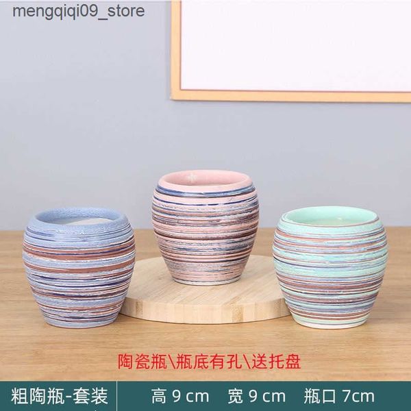 Planters Pots Succulent flowerpot with perforated bottom breathable ceramic Nordic creative green plant small potted ceramic pot L240910