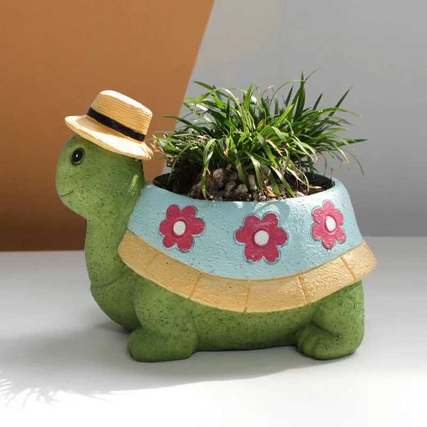 Cartoon Animal Succulent Flower Pot Cute Turtle Flowerpot Garden Planting Pot Desktop Home Decoration Ornaments Garden Planter S2412234
