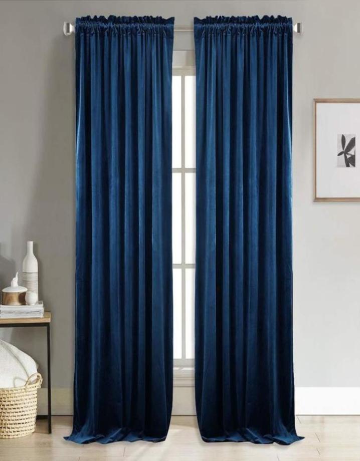 Modern Solid Velvet Blackout Curtains for Living Room Bedroom Soft Comfortable Blinds Windows Curtain Custom Size Plain Door New5352104