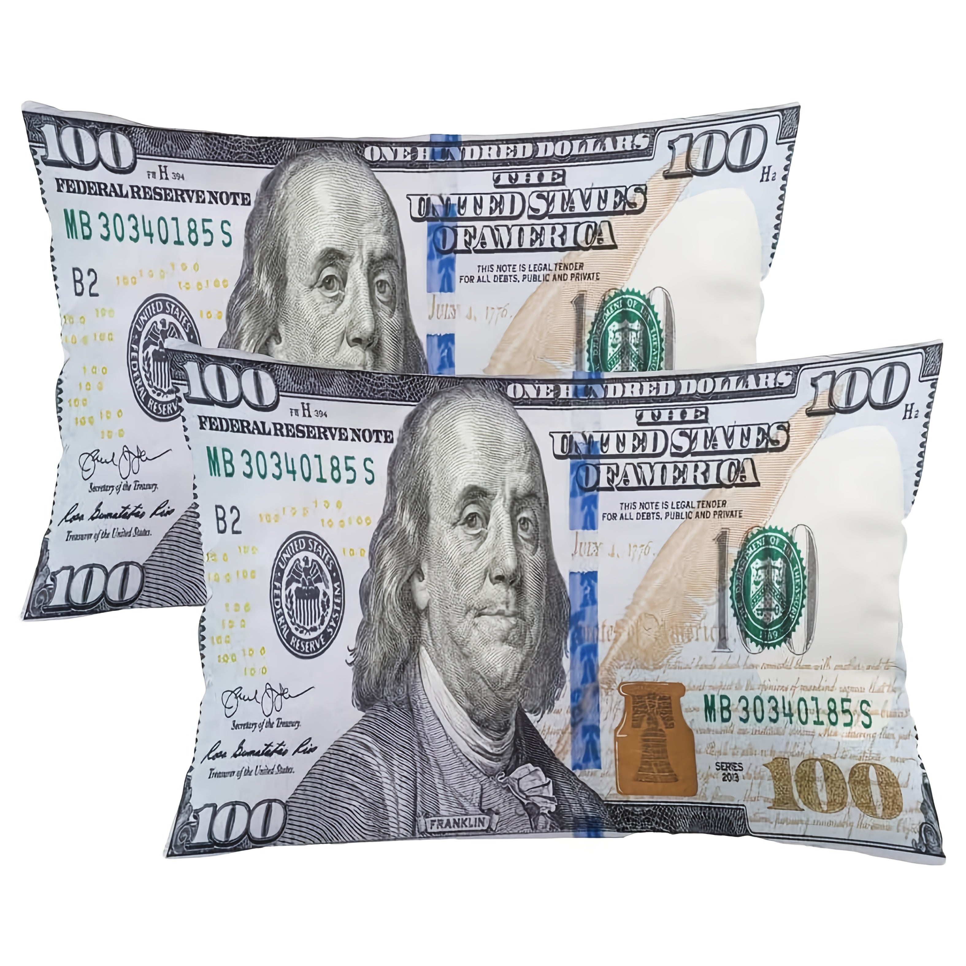 TEMU 2pcs, Money Throw Pillow Cover Queen Size, 100 Usa Money Funny Dollar, Lumbar Pillow Case Bed Pillow Covers With Zipper Standard Size Pillow
