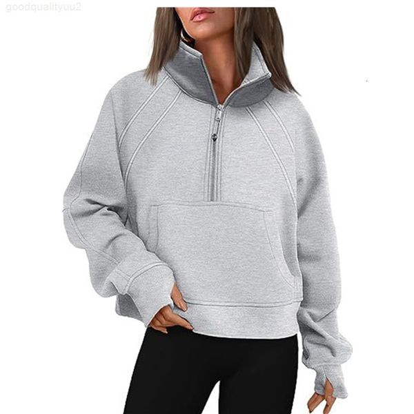 LULUSLEMONS Yoga Half Zip Hoodie Jacket Designer Sweater Womens Define Workout Sport Coat Fiess Activewear Top Solid Zipper Sweatshirt Sport