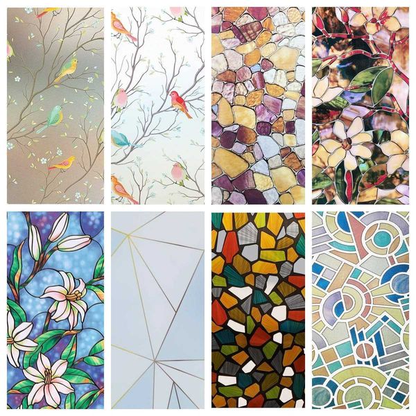 2-3-5M Frosted Window Film Privacy Opaque Non-Adhesive Decals Glass Vinyl Film Static Cling Stained Window Sticker for Home Y240810
