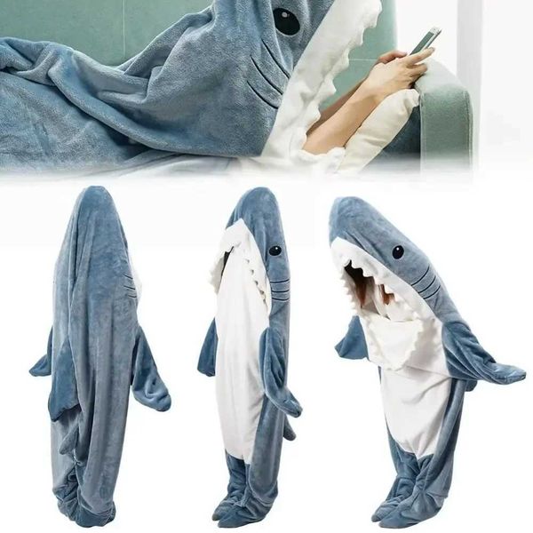 Home&gt;Products&gt;Shark Blanket&gt;Adult Cartoon Sleeping Bag&gt;Sleepwear Hoodie&gt;Warm Flannel Y241022
