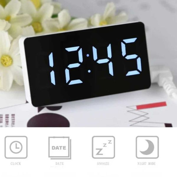 Mtifunctional digital alarm clock - perfect for desktop or desktop use with mirror display night light and nap function Y250111
