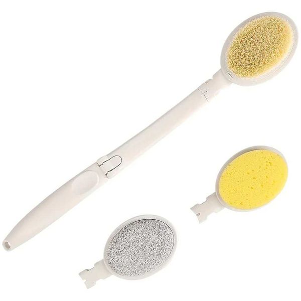 3 In 1 Back Bath Brush Set - Long Handle Body Brush Bath Sponge Pumice Stone for Gentle Exfoliation Improved Skin Health -T250115