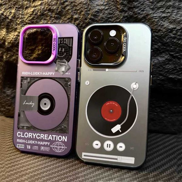 Phone Case Suitable for iPhone 16 15 14 13 12 11 Pro Max XS X XR Retro Record Player Plating Matte Phone Cover Suitable for iPhone 16 15 13