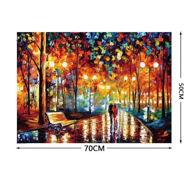 Puzzles Adult Puzzle 1000 Pieces Paper Jigs Puzzles Rainy Night Lover Famous Painting Series Learning Education Craft Toys