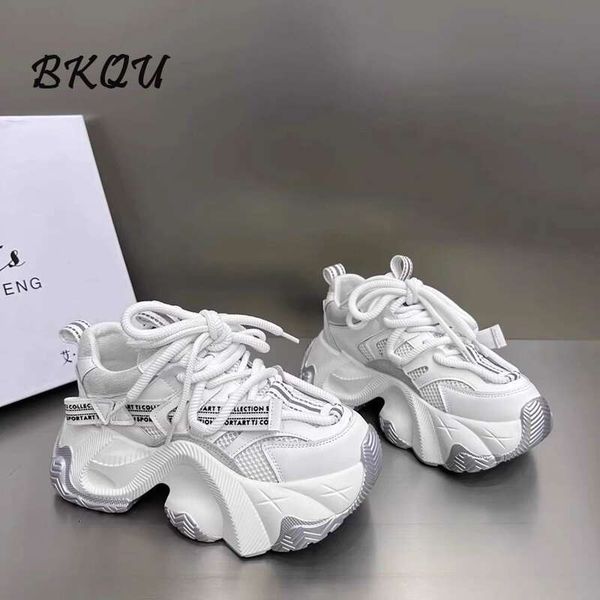 Malha feminina de malha feminina de solada grossa respirável, todos combinam para aumentar os pequenos Sports Casual Shoes