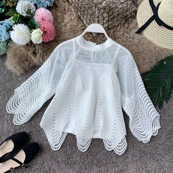 Gothic Designer Shirt Shirt Best Saller New Merchandise Retro Spring Slim Crop Top Casual Women Short Slim-fit Collar Blouse Chiffon Women&#