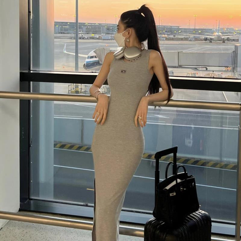 Dresses For Woman Designer Summer Fashion Long Skirts Sleeveless Skirt Classic Letter Embroidery Dress