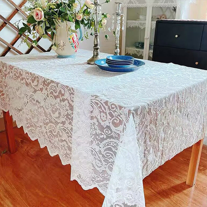 Romantic lace tablecloth rectangular dining table fabric coffee table home decoration tablecloth photo cover