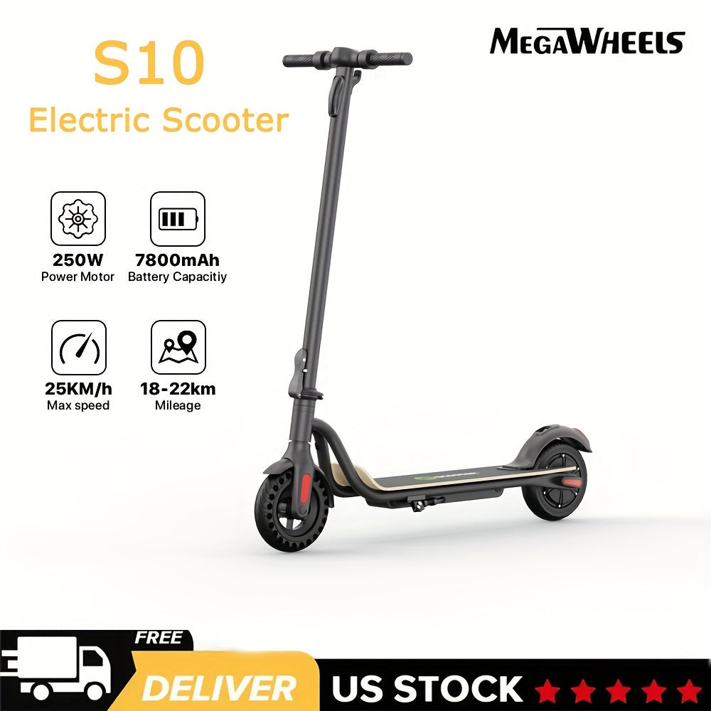 TEMU Megawheels S10 Foldable Electric Scooter For Adults With 8" Solid Tires, 15.5mph , And Up To 15miles Range Only 12kg Lightweight For Commuting
