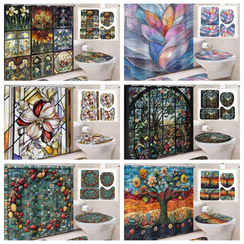 Wholesale and customize new types of colorful floral bathroom , waterproof shower curtains for bathrooms
