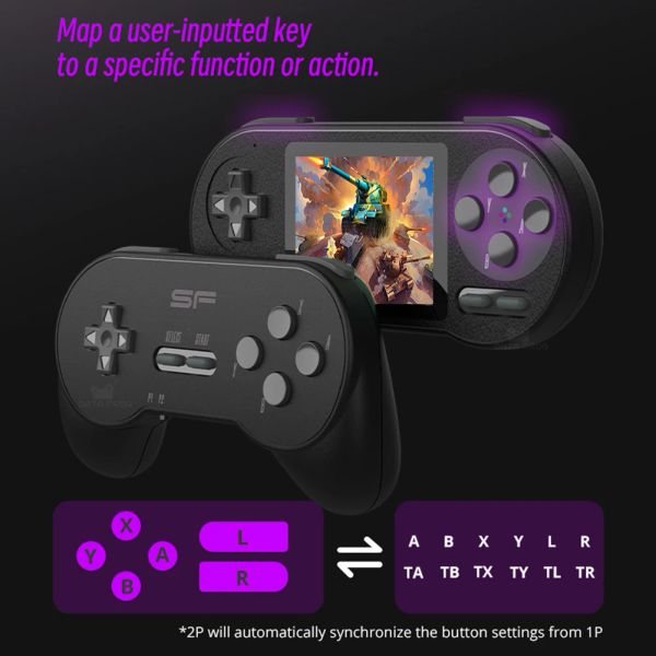 POWKIDDY SF2000 Retro Handheld Game Console Built-in 6000 Games IPS Portable Game Console Player For FC-SFC-MD-GB-GBC-GBA-MAME