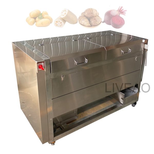 Industrial Kitchen Brush Type Vegetable Fruit Potato Washing Peeling Polish Machine