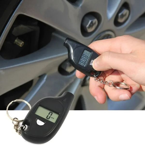 Mini Keychain Style Gauge Digital Lcd Display Air Pressure Tester Meter Auto Car Motorcycle Tire Safety Alarm New