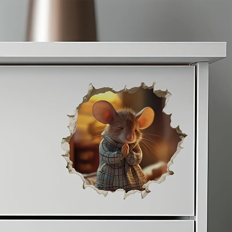 TEMU 1pc Adorable Mouse Wall Decal - Animal Print Sticker, Self-adhesive & Removable, Perfect For Living Room, Bedroom Decor