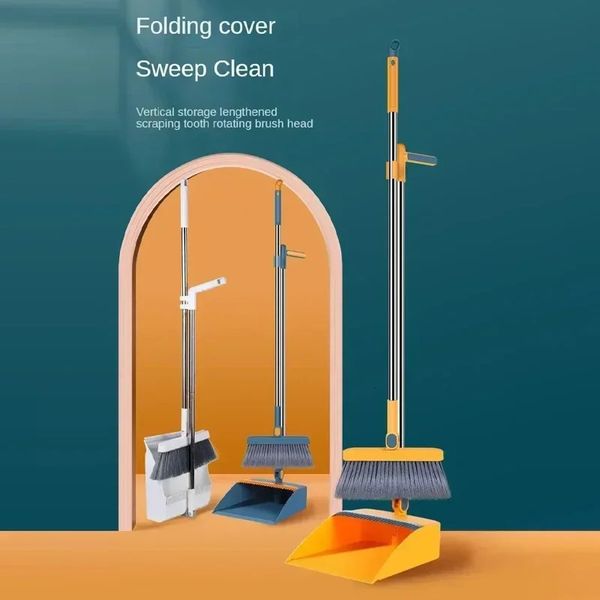 Household foldable broom dustpan set Soft brush whisk brush strip non-stick hair sweeping 250208