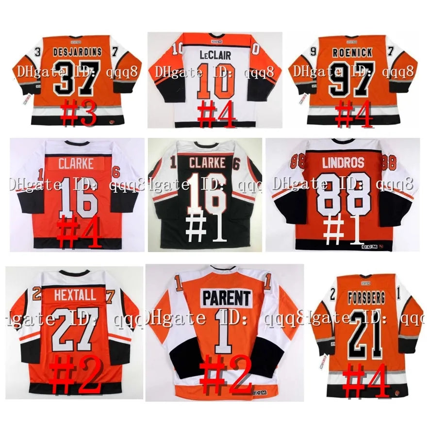 Philadelphia&#039;&#039;Flyers&#039;&#039;Na85 Vintage Retro Hockey Jersey JOHN LeCLAIR ERIC DESJARDINS PELLE LINDBERGH RICK TOCCHET Bobby Clarke PE
