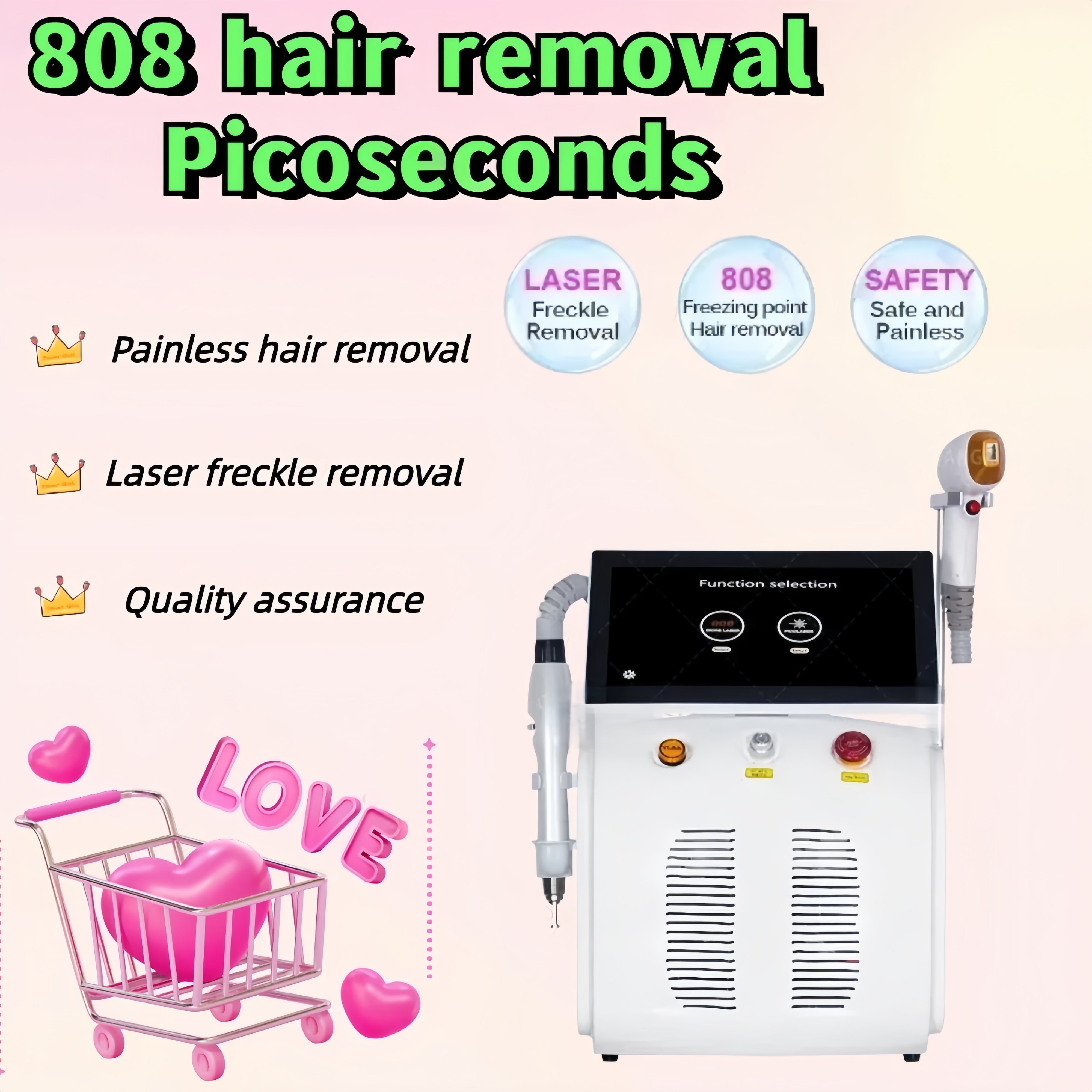 808nm Diode Laser Hair Removal Device And Picosecond 2in1 Ice Titanium Laser Body Hair Removal Machine 3 wavelength
