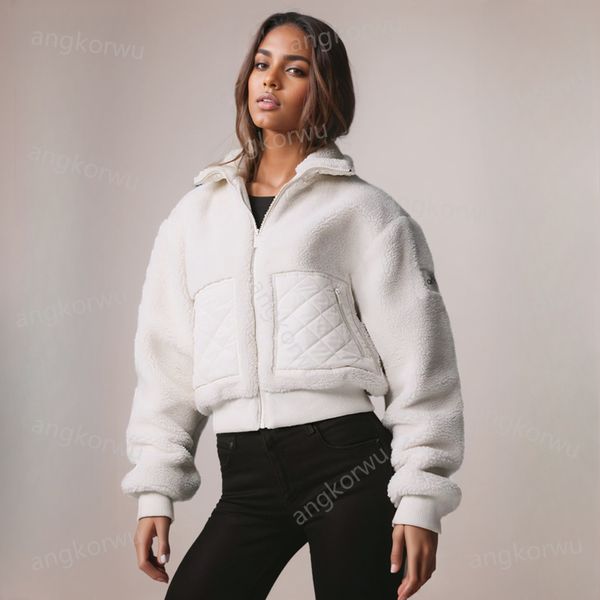 A Designer Yoga Coat Sport Jacket Lamb Plush Warm Stand-up Collar Winter Casual Long Sleeve Sweater Zip Cardigan Sweatshirts Cropped Thick S