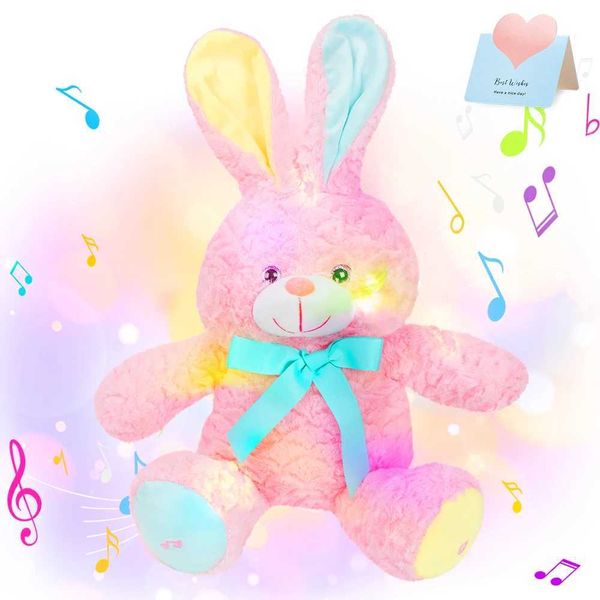Plush Light - Up toys Pink Bunny LED Light Musical Glow Plush Toys Throw Pillows Singing Cute Kawaii Rabbit Stuffed Toy Animals Gift for Gir