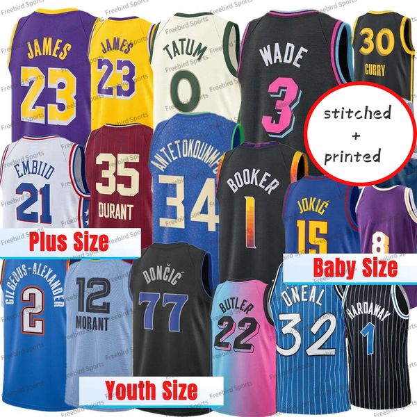 Infant Toddler Big Size 5XL Basketball Jersey Booker 30 Curry Tatum Bird Iverson JAMES Mcgrady Giannis James Durant Lillard Siakam Tatum But