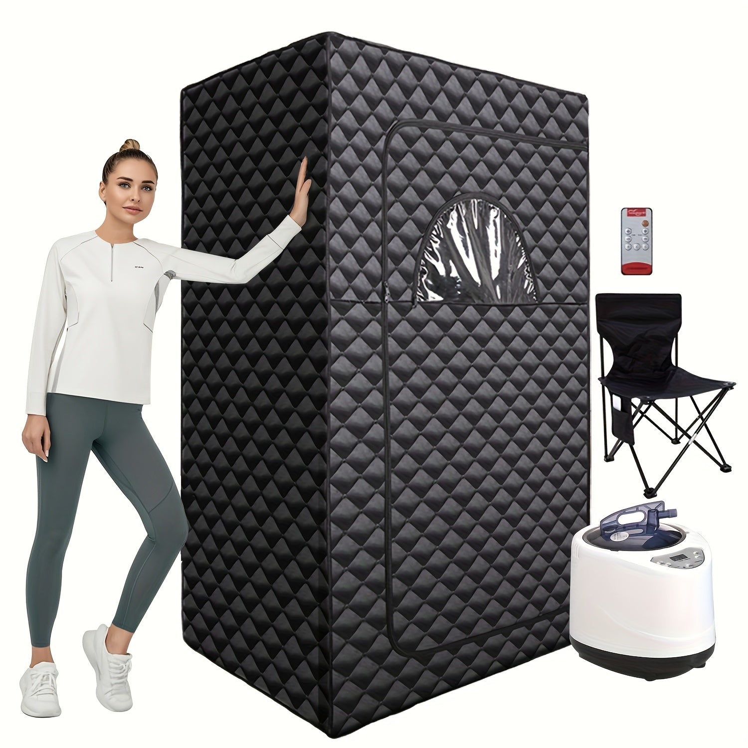 TEMU Portable Steam For Person Full Body Sauna Spa With 3l 1200w , Remote Control, Foldable Chair, Home Sauna Tent For Gym, Yoga, Pilates