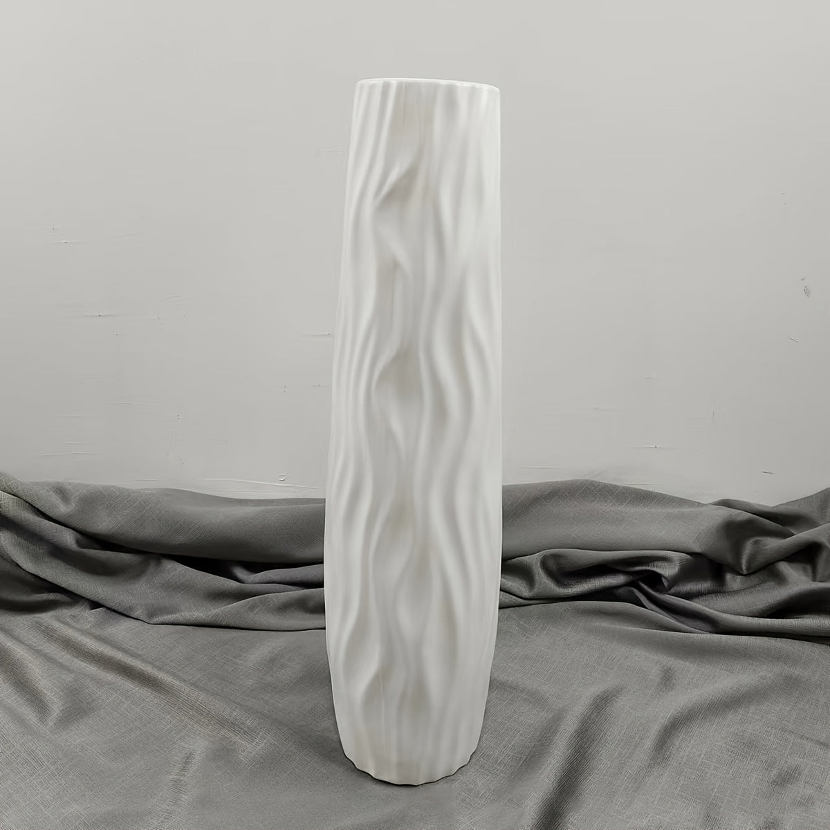 TEMU 1 Modern Striped Plastic Vase, Center Column Vase, No Power Required, Suitable For Living Room Decoration Wave Pattern Floor Vase, Home