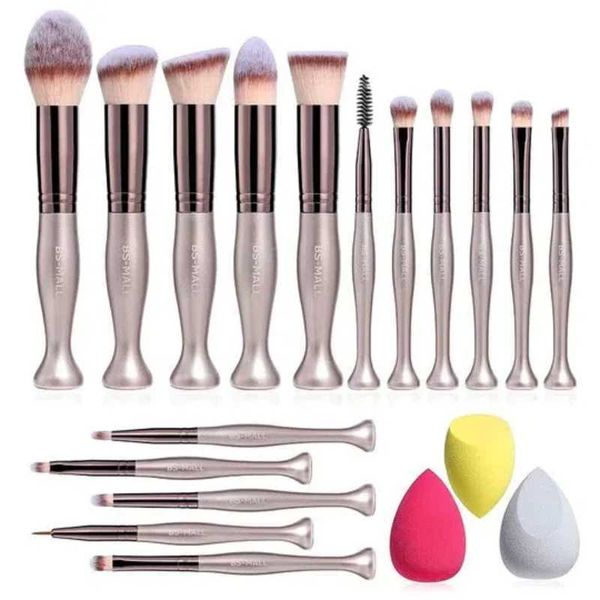 16 Pcs Makeup Brushes Stand Up Synthetic Foundation Brushes With 3 Makeup SpongeC250111