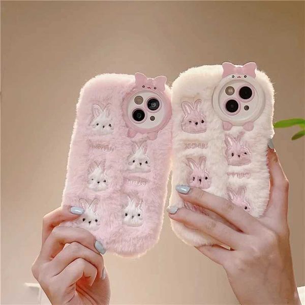 Cute cartoon plush rabbit case suitable for iPhone 14 15 Pro Max 11 12 Pro Max soft protective cover X2501251