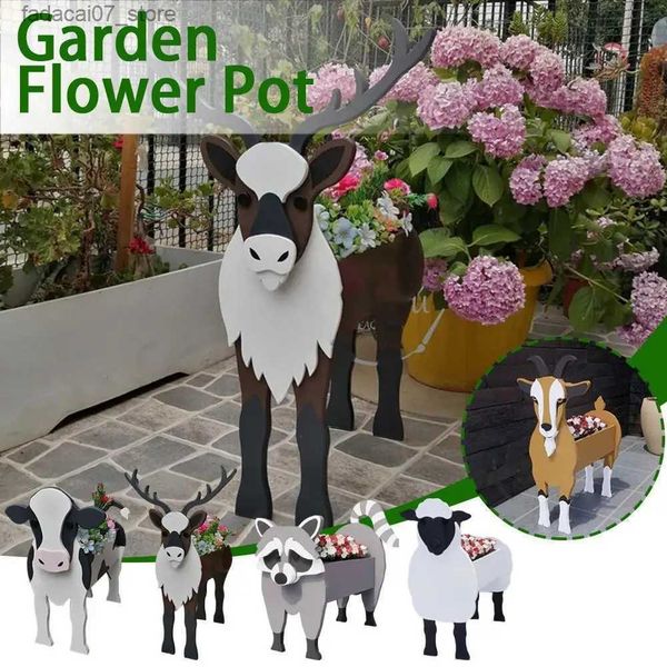 Planters Pots Garden Flower Pot Cow Dog Goat Planter Cow Corgi Labrador Pots Garden PVC Flower Decor Retriever Garden Golden Home Plante V1E