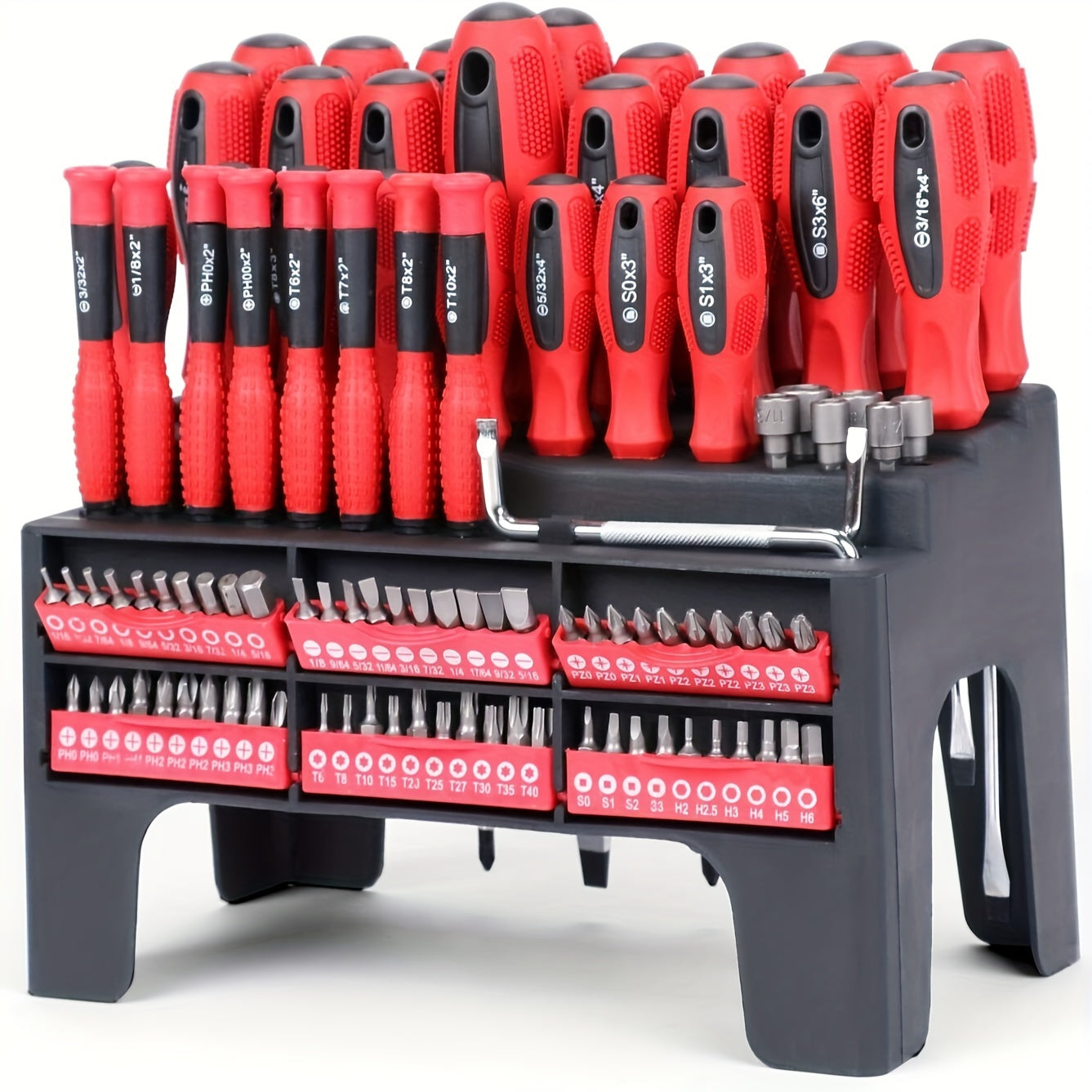 TEMU Xslrdke 100-118-126pcs Screwdriver Set Insulated Magnetic Screwdriver Tool With Plastic Racking For Electronics And Precision Work, Non-slip