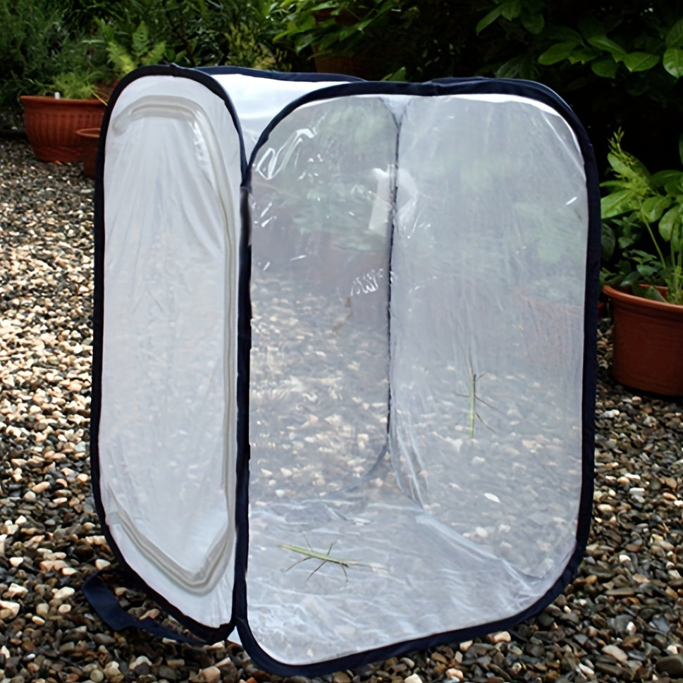TEMU Foldable Insect Cage With - Transparent Polyester Pet Cage For , Seedling Protection, And Observation, Viewing Cage | Decorative Cage | Durable