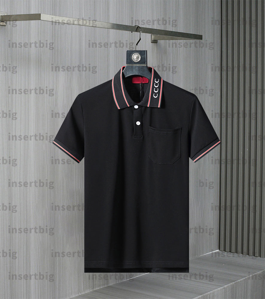2025 Summer New High End Casual Fashion Mens Polo Collar Colorful Contrast Short Sleeve 100% Cotton US size
