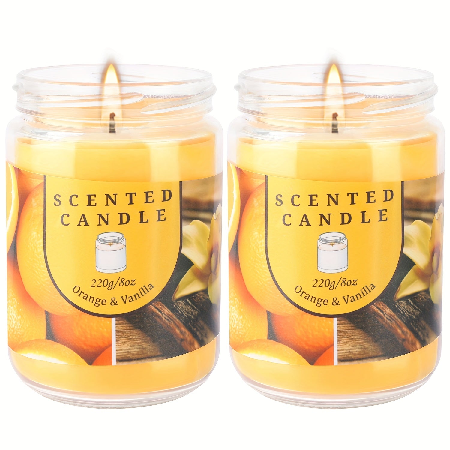 TEMU Halloween Pack Of 2 Orange & Vanilla Odor Scented Candles Gift Set For Women, Soy Wax Candles For Home