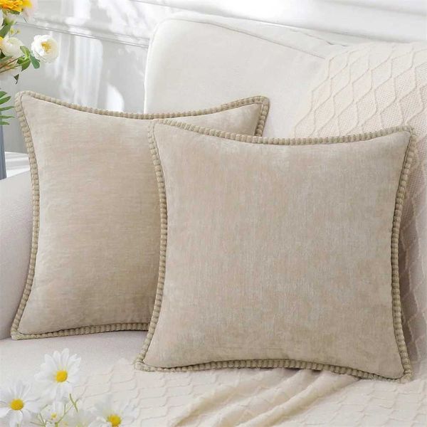 Pillow Case Homaxy Chenille Cushion Cover Soft Throw Cover 50x50cm Velvet Case Stitched Edge Couch Sofa Decor case 45x45C241109